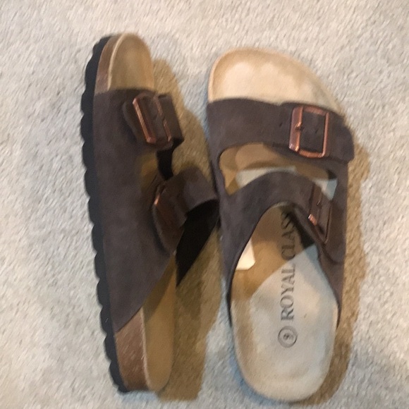 Royal Class Leather Upper and Insock Men's Double Strap Slip on Sandals-Size 9 - Picture 6 of 8